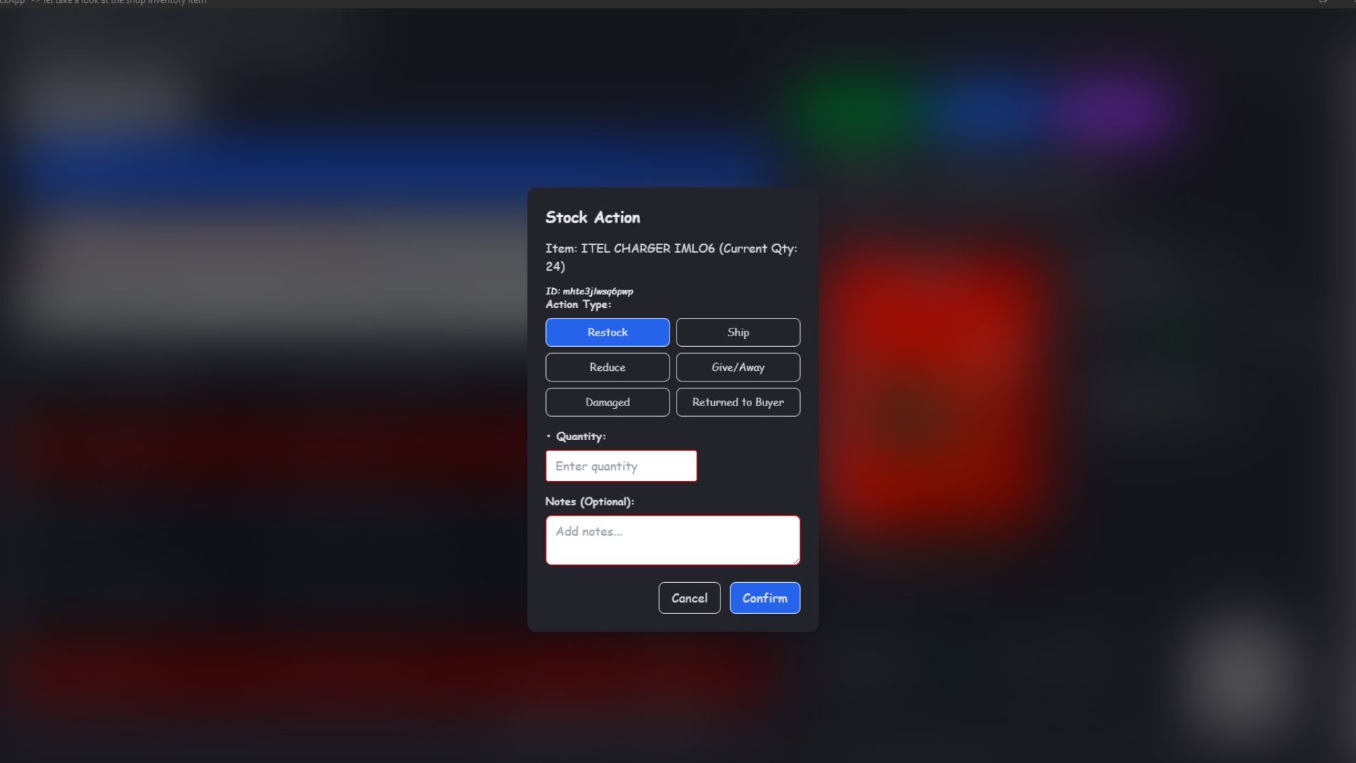 Manual Inventory Adjustment
